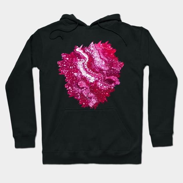 Dark Pink Cells Acrylic Pour Painting Hoodie by Designs_by_KC